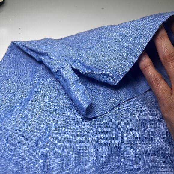 NWOT Womens Pants-J. JILL LOVE LINEN blue linen elastic waist pull on cropped 1X - Picture 5 of 6
